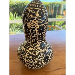 Hand Painted Decorative Gourd Floral Folk Art Boho 14" Tall
